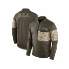 Men Oakland Raiders Nike Olive Salute to Service Sideline Hybrid Half-Zip Pullover Jacket