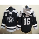 Men's Las Vegas Raiders 16 Jim Plunkett NEW Black Pocket Stitched NFL Pullover Hoodie