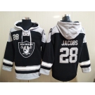 Men's Las Vegas Raiders 28 Josh Jacobs NEW Black Pocket Stitched NFL Pullover Hoodie