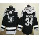 Men's Las Vegas Raiders #34 Bo Jackson Black Stitched NFL Hoodie