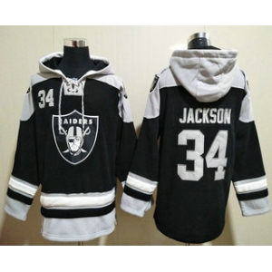 Men's Las Vegas Raiders #34 Bo Jackson Black Stitched NFL Hoodie