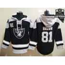 Men's Las Vegas Raiders #81 Antonio Brown NEW Black 2020 Inaugural Season Pocket Stitched NFL Pullover Hoodie