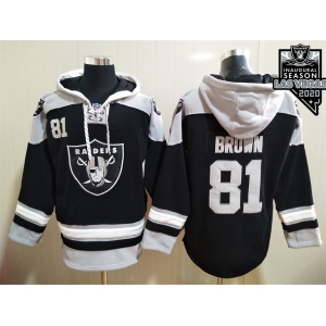 Men's Las Vegas Raiders #81 Antonio Brown NEW Black 2020 Inaugural Season Pocket Stitched NFL Pullover Hoodie