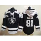 Men's Las Vegas Raiders #81 Antonio Brown NEW Black Pocket Stitched NFL Pullover Hoodie