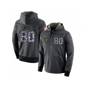 NFL Men's Nike Oakland Raiders #80 Jerry Rice Stitched Black Anthracite Salute to Service Player Performance Hoodie