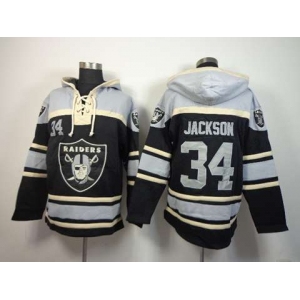 nike nfl jerseys oakland raiders #34 jackson grey-black[pullover hooded sweatshirt]