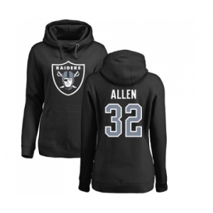 Football Women's Oakland Raiders #32 Marcus Allen Black Name & Number Logo Pullover Hoodie