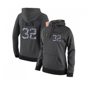 Football Women's Oakland Raiders #32 Marcus Allen Stitched Black Anthracite Salute to Service Player Performance Hoodie