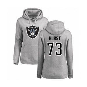 Football Women's Oakland Raiders #73 Maurice Hurst Ash Name & Number Logo Pullover Hoodie