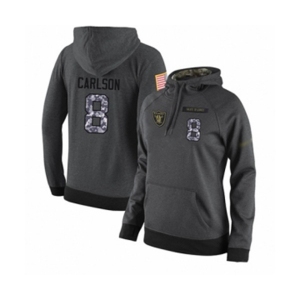 Football Women's Oakland Raiders #8 Daniel Carlson Stitched Black Anthracite Salute to Service Player Performance Hoodie