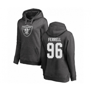 Football Women's Oakland Raiders #96 Clelin Ferrell Ash One Color Pullover Hoodie