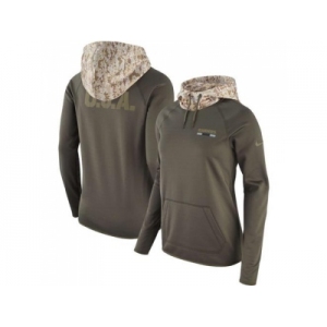 Women Oakland Raiders Nike Olive Salute to Service Performance Pullover Hoodie