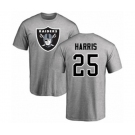 Football Oakland Raiders #25 Erik Harris Ash Name & Number Logo T-Shirt