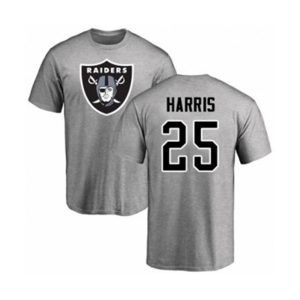 Football Oakland Raiders #25 Erik Harris Ash Name & Number Logo T-Shirt