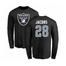 Football Oakland Raiders #28 Josh Jacobs Black Name & Number Logo Long Sleeve T-Shirt