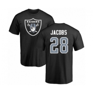 Football Oakland Raiders #28 Josh Jacobs Black Name & Number Logo T-Shirt