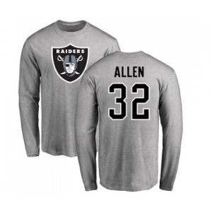 Football Oakland Raiders #32 Marcus Allen Ash Name & Number Logo Long Sleeve T-Shirt