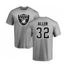 Football Oakland Raiders #32 Marcus Allen Ash Name & Number Logo T-Shirt