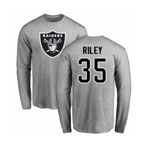 Football Oakland Raiders #35 Curtis Riley Ash Name & Number Logo Long Sleeve T-Shirt