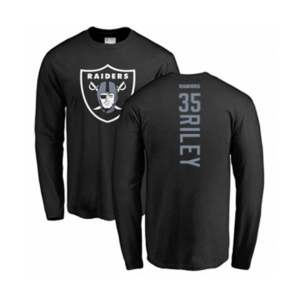 Football Oakland Raiders #35 Curtis Riley Black Backer Long Sleeve T-Shirt