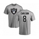 Football Oakland Raiders #8 Daniel Carlson Ash Name & Number Logo T-Shirt