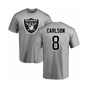 Football Oakland Raiders #8 Daniel Carlson Ash Name & Number Logo T-Shirt