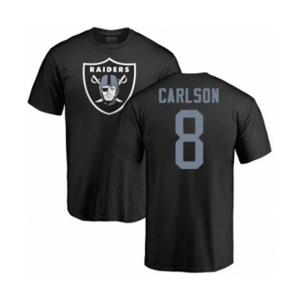 Football Oakland Raiders #8 Daniel Carlson Black Name & Number Logo T-Shirt