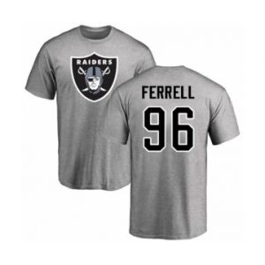 Football Oakland Raiders #96 Clelin Ferrell Ash Name & Number Logo T-Shirt