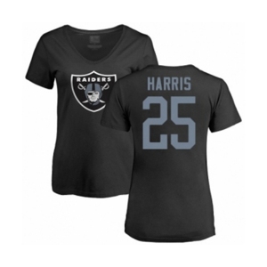 Football Women's Oakland Raiders #25 Erik Harris Black Name & Number Logo T-Shirt