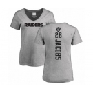 Football Women's Oakland Raiders #28 Josh Jacobs Ash Backer T-Shirt