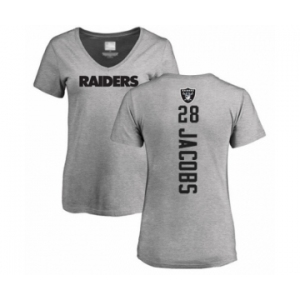 Football Women's Oakland Raiders #28 Josh Jacobs Ash Backer T-Shirt