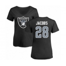 Football Women's Oakland Raiders #28 Josh Jacobs Black Name & Number Logo T-Shirt