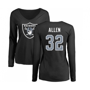 Football Women's Oakland Raiders #32 Marcus Allen Black Name & Number Logo Long Sleeve T-Shirt