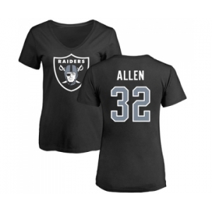 Football Women's Oakland Raiders #32 Marcus Allen Black Name & Number Logo T-Shirt