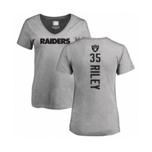 Football Women's Oakland Raiders #35 Curtis Riley Ash Backer T-Shirt