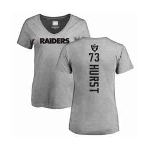 Football Women's Oakland Raiders #73 Maurice Hurst Ash Backer T-Shirt