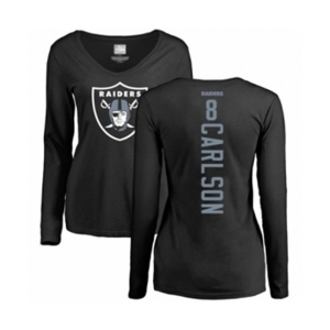 Football Women's Oakland Raiders #8 Daniel Carlson Black Backer Long Sleeve T-Shirt