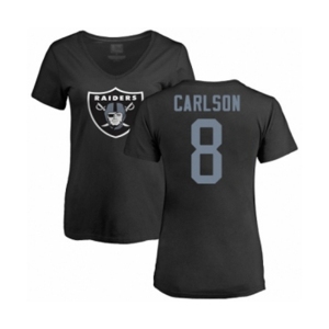 Football Women's Oakland Raiders #8 Daniel Carlson Black Name & Number Logo T-Shirt