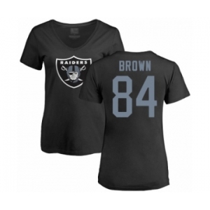 Football Women's Oakland Raiders #84 Antonio Brown Black Name & Number Logo T-Shirt