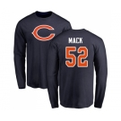 NFL Nike Chicago Bears #52 Khalil Mack Navy Blue Name & Number Logo Long Sleeve T-Shirt