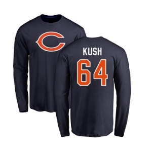 NFL Nike Chicago Bears #64 Eric Kush Navy Blue Name & Number Logo Long Sleeve T-Shirt