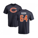 NFL Nike Chicago Bears #64 Eric Kush Navy Blue Name & Number Logo T-Shirt