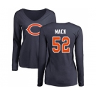 NFL Women's Nike Chicago Bears #52 Khalil Mack Navy Blue Name & Number Logo Long Sleeve T-Shirt