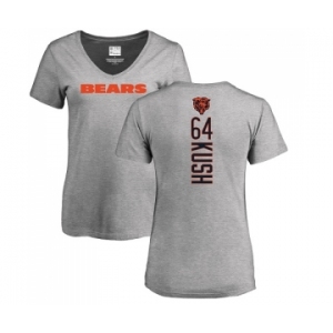 NFL Women's Nike Chicago Bears #64 Eric Kush Ash Backer V-Neck T-Shirt