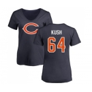 NFL Women's Nike Chicago Bears #64 Eric Kush Navy Blue Name & Number Logo T-Shirt