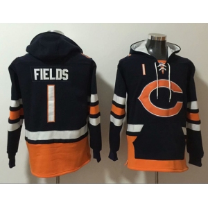 Men's Chicago Bears #1 Justin Fields Black Ageless Must-Have Lace-Up Pullover Hoodie