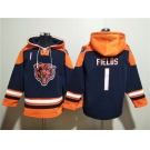 Men's Chicago Bears #1 Justin Fields Navy Ageless Must-Have Lace-Up Pullover Hoodie