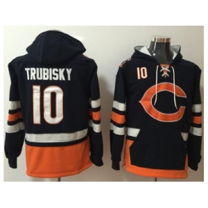 Nike Bears #10 Mitchell Trubisky Navy Blue Orange Name & Number Pullover NFL Hoodie