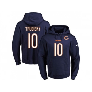 Nike Chicago Bears #10 Mitchell Trubisky Navy Blue Name & Number Pullover NFL Hoodie