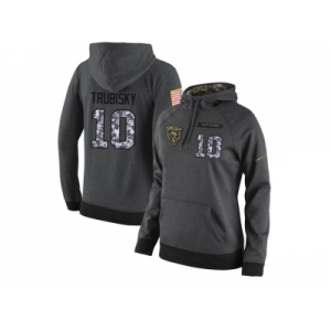 NFL Women's Nike Chicago Bears #10 Mitchell Trubisky Stitched Black Anthracite Salute to Service Player Performance Hoodie